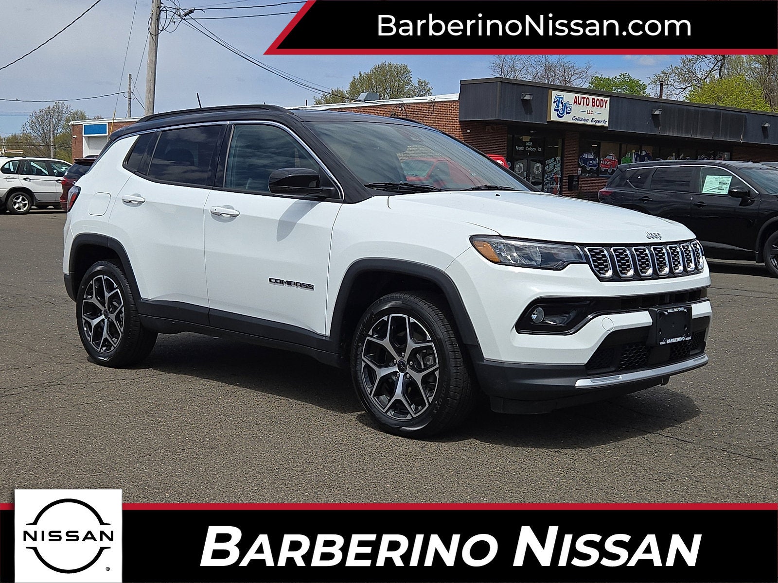 2025 Jeep Compass Limited in Bright White Clearcoat — front three-quarter view